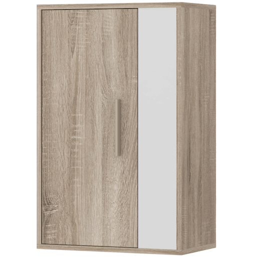 Móveis para sala de estar e jantar em estilo nórdico: móvel para TV, 2 guarda-roupas, prateleira, branco e carvalho Sonoma
