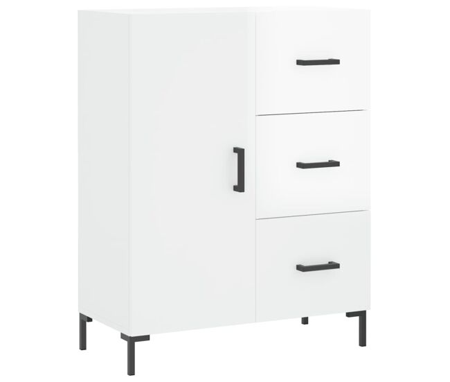 Vidaxl aparador de madera contrachapada blanco brillante 69,5x34x90 cm