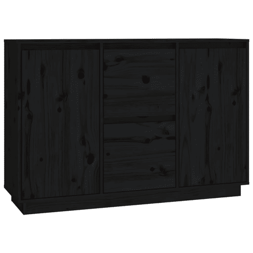 vidaXL Aparador 111x34x75 cm madeira de pinho maciça preto