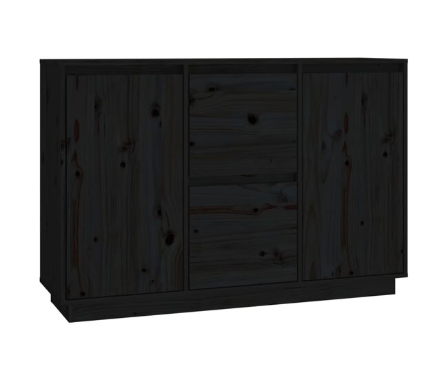 Vidaxl aparador de madera maciza de pino negro 111x34x75 cm