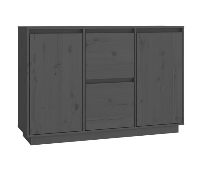 Vidaxl aparador de madera maciza de pino gris 111x34x75 cm