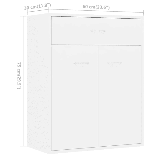 vidaXL Aparador 60x30x75 cm contraplacado branco