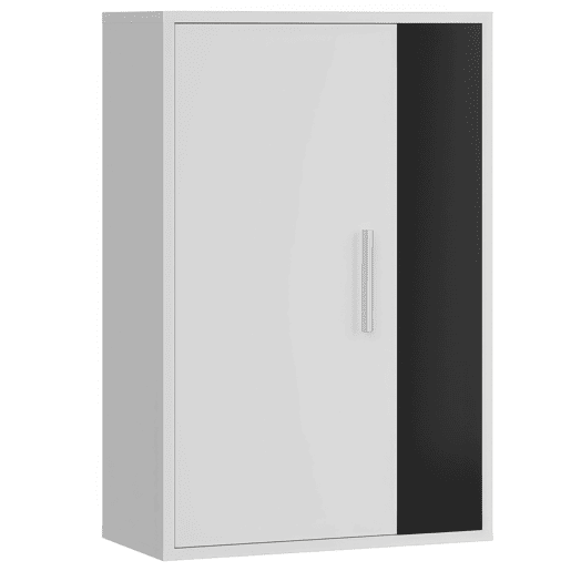 Móveis de TV para sala de estar e sala de jantar em estilo contemporâneo Kolm em preto e branco com 3 portas e 2 prateleiras