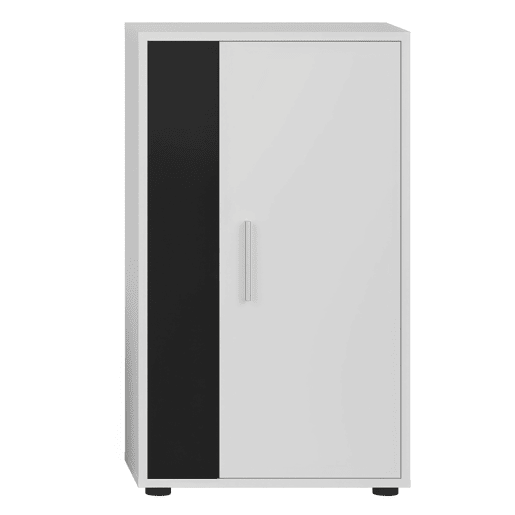 Móveis de TV para sala de estar e sala de jantar em estilo contemporâneo Kolm em preto e branco com 3 portas e 2 prateleiras