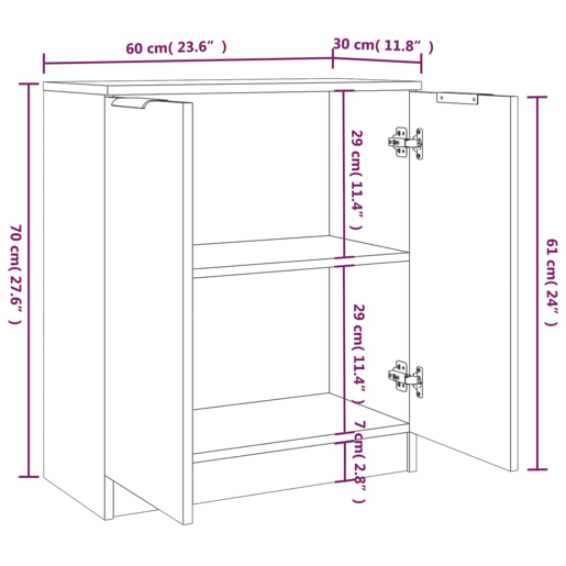 vidaXL Aparadores 2 pcs 60x30x70 cm madeira processada carvalho sonoma vidaXL Aparadores 2 pcs 60x30x70 cm madeira processada carvalho sonoma