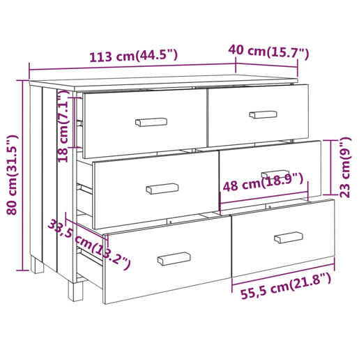 vidaXL Aparador HAMAR 113x40x80 cm pinho maciço branco vidaXL Aparador HAMAR 113x40x80 cm pinho maciço branco