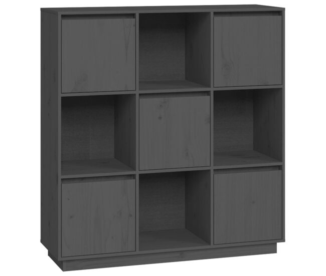 Vidaxl aparador alto de madera maciza de pino gris 110,5x35x117 cm