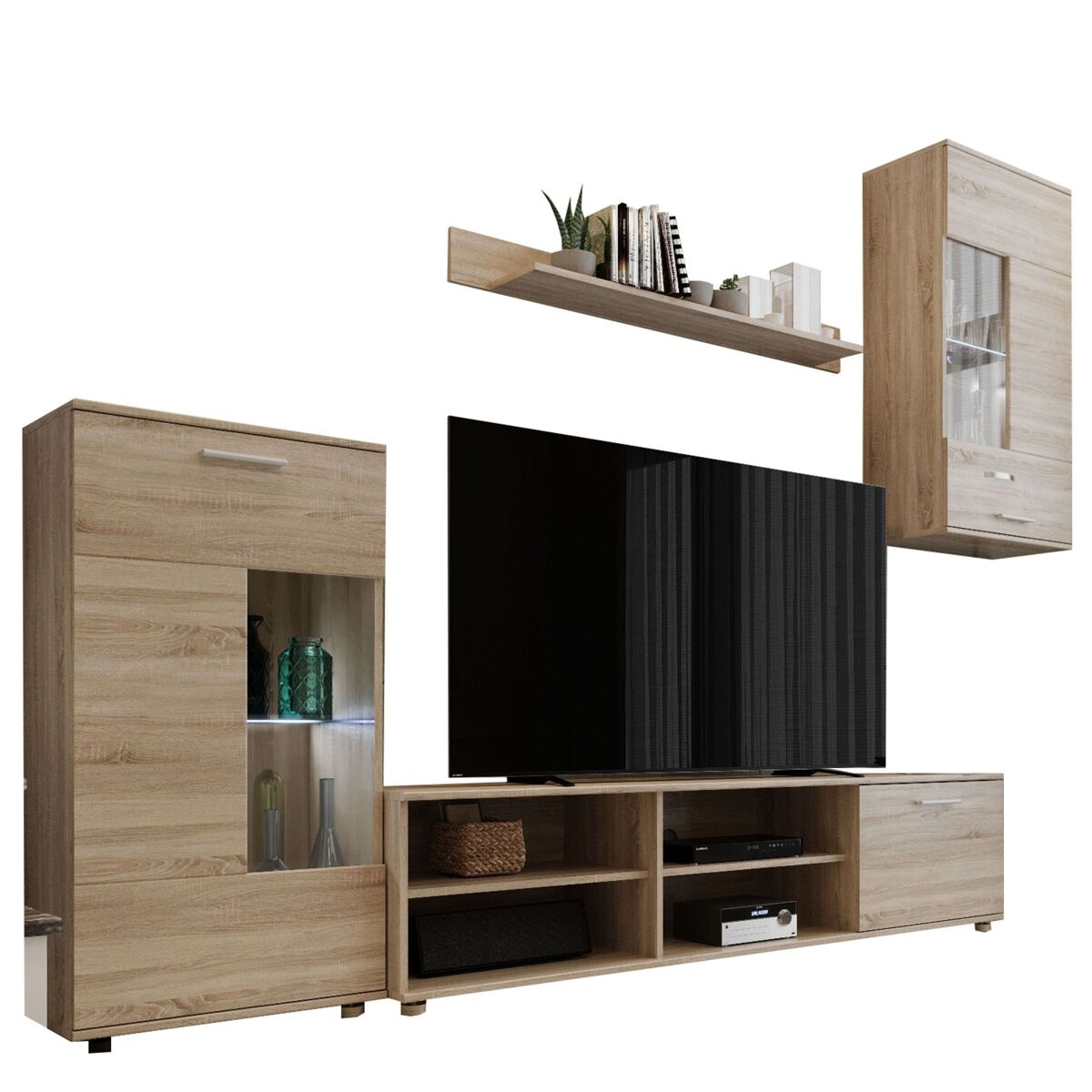 Mueble de salón en color roble sonoma 230x38,3 cm moderno