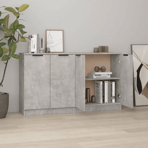 vidaXL Aparadores 2 pcs 60x30x70 cm madeira processada cinza cimento
