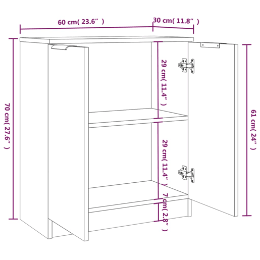 vidaXL Aparadores 2 pcs 60x30x70 cm derivados de madeira branco vidaXL Aparadores 2 pcs 60x30x70 cm derivados de madeira branco