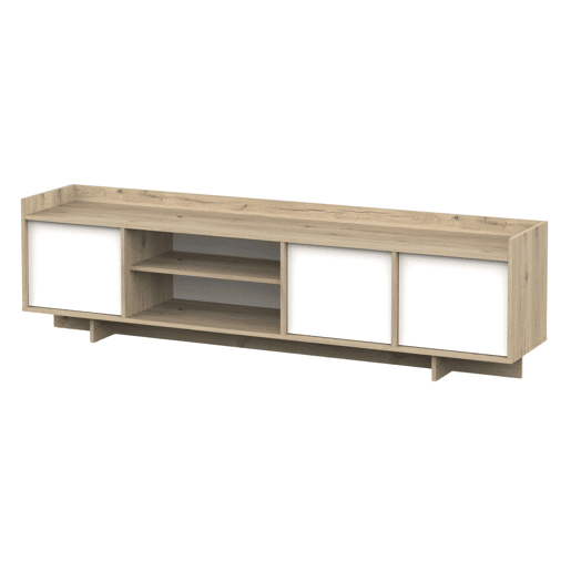 Pacote de móveis para sala de estar e jantar em estilo nórdico em branco fosco e carvalho artesanal Pacote de móveis para sala de estar e jantar em estilo nórdico em branco fosco e carvalho artesanal