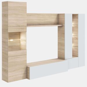 Pacote completo de móveis para sala de estar com LEDs brancos canadenses e modernos (móveis + mesa de centro + mesa de jantar)