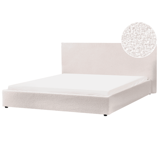 Cama Bouclé LAVAUR 180 x 200 cm Branco creme