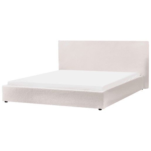Cama Bouclé LAVAUR 180 x 200 cm Branco creme