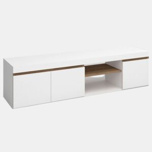 Pacote de móveis para sala de estar e jantar em estilo nórdico Elis em cores brancas e naturais com armário de TV e aparador