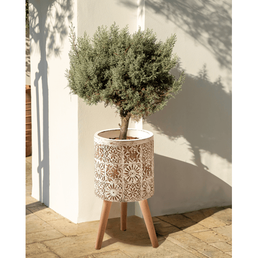 Vaso alto para plantas KARISTOS 36 cm Branco creme