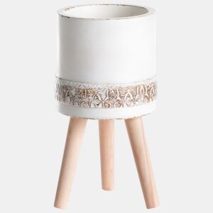 Vaso alto para plantas SKIATOS 22 cm Branco creme