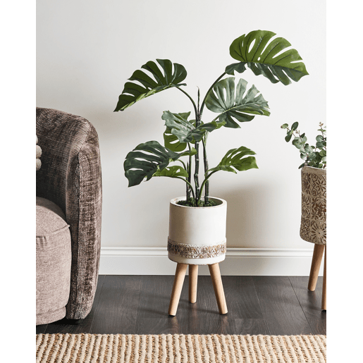 Vaso alto para plantas SKIATOS 22 cm Branco creme