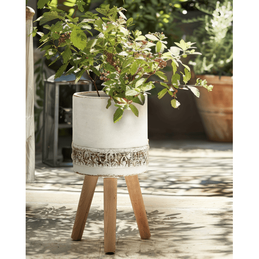 Vaso alto para plantas SKIATOS 22 cm Branco creme