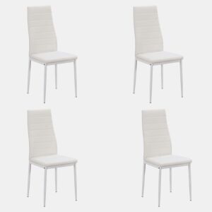 Pacote de 4 cadeiras brancas para sala de estar e sala de jantar, cadeiras Avat em estilo branco moderno, 43 x 93 x 43 cm