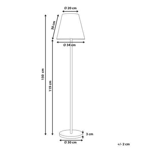 Candeeiro de chão LED solar para exterior FONESCA Branco