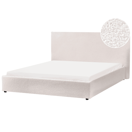 Cama Bouclé LAVAUR 160 x 200 cm Branco creme