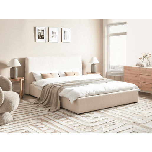 Cama Bouclé LAVAUR 160 x 200 cm Branco creme