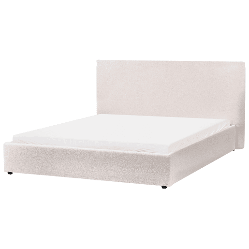 Cama Bouclé LAVAUR 160 x 200 cm Branco creme