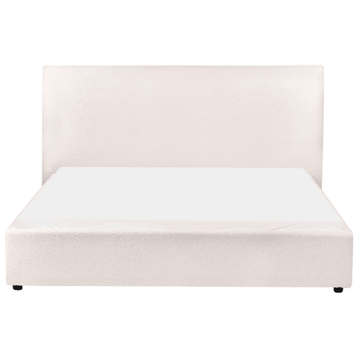 Cama Bouclé LAVAUR 160 x 200 cm Branco creme