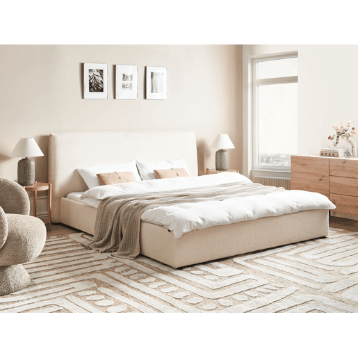 Cama de água Bouclé LAVAUR 180 x 200 cm Branco creme