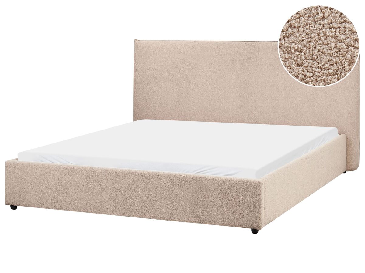 Beliani Cama de agua Bouclé LAVAUR 184x221 Gris