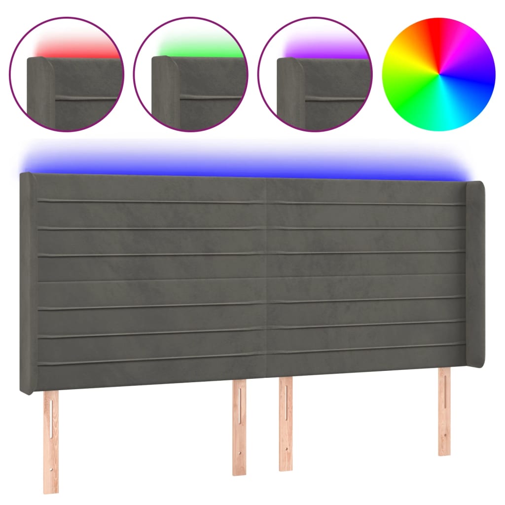 Cabecero Con Led 163 Gris Oscuro