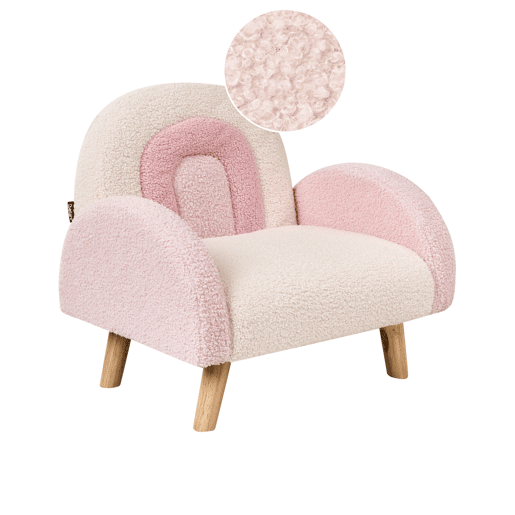 Poltrona para crianças Arco-íris OMBO Bouclé Rosa pastel