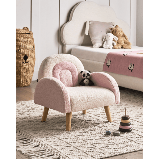 Poltrona para crianças Arco-íris OMBO Bouclé Rosa pastel