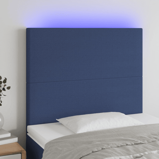 vidaXL Cabeceira cama c LED tecido 100x5x118128 cm azul vidaXL Cabeceira cama c LED tecido 100x5x118128 cm azul