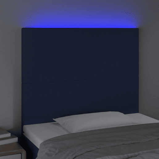 vidaXL Cabeceira cama c LED tecido 100x5x118128 cm azul vidaXL Cabeceira cama c LED tecido 100x5x118128 cm azul