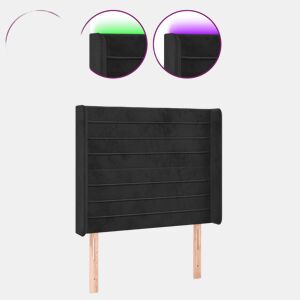 vidaXL Cabeceira de cama c luzes LED veludo 93x16x118128 cm preto