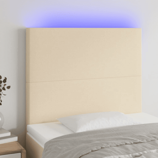 vidaXL Cabeceira cama c LED tecido 100x5x118128 cm crème
