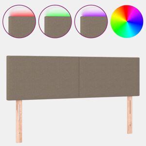 vidaXL Cabeceira cama luzes LED tecido 144x5x7888cm cinza-acastanhado