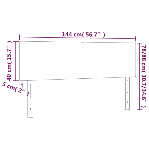vidaXL Cabeceira cama luzes LED tecido 144x5x7888cm cinza-acastanhado