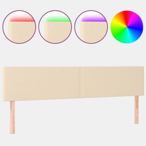 vidaXL Cabeceira de cama c luzes LED tecido 180x5x7888 cm cor creme