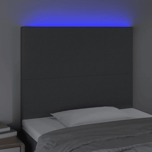 vidaXL Cabeceira de cama c LED tecido 80x5x118128 cm cinza-escuro