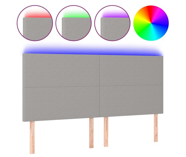 Vidaxl cabecero con luces led tela gris claro 160x5x118/128 cm