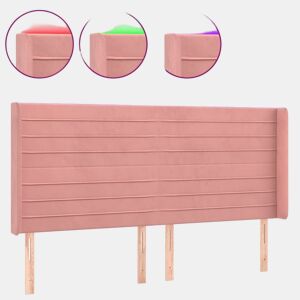 vidaXL Cabeceira de cama c luzes LED veludo 163x16x118128 cm rosa