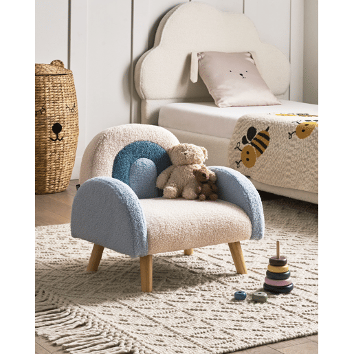 Poltrona para crianças Arco-íris OMBO Bouclé Azul claro