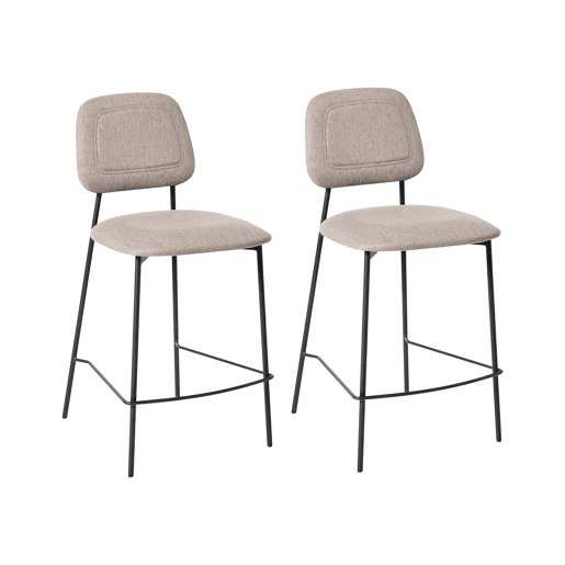 Conjunto de 2 bancos de bar DUETTE Linho sintético Taupe