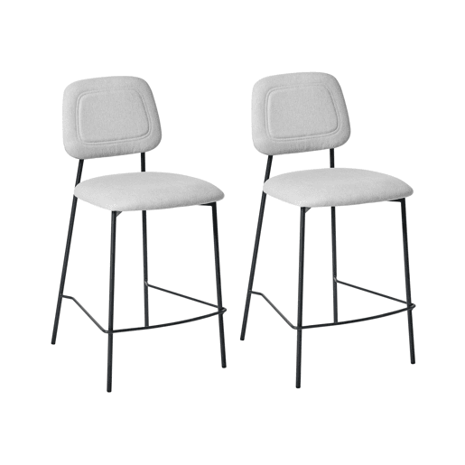 Conjunto de 2 bancos de bar DUETTE Linho sintético Cinzento claro