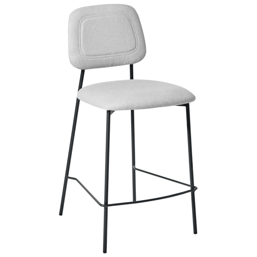 Conjunto de 2 bancos de bar DUETTE Linho sintético Cinzento claro