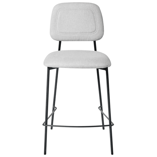 Conjunto de 2 bancos de bar DUETTE Linho sintético Cinzento claro