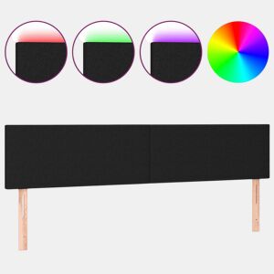 vidaXL Cabeceira de cama c luzes LED tecido 160x5x7888 cm preto